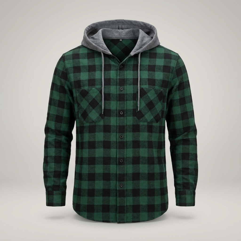 Hinnerk | Herren Karo Kapuzen Hemdjacke