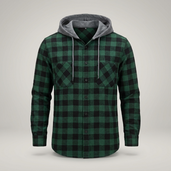 Hinnerk | Herren Karo Kapuzen Hemdjacke