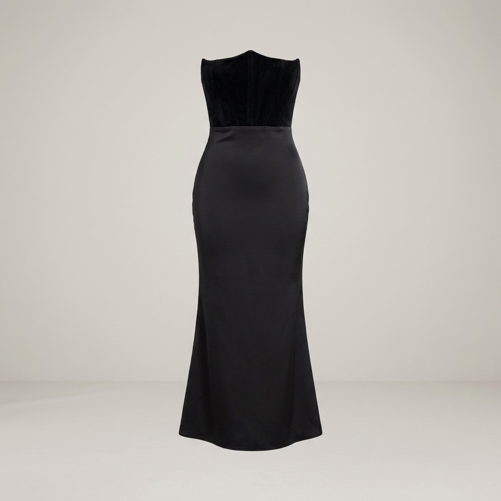 Belinda | Damen Korsagenoberteil Bodenlanges Abendkleid