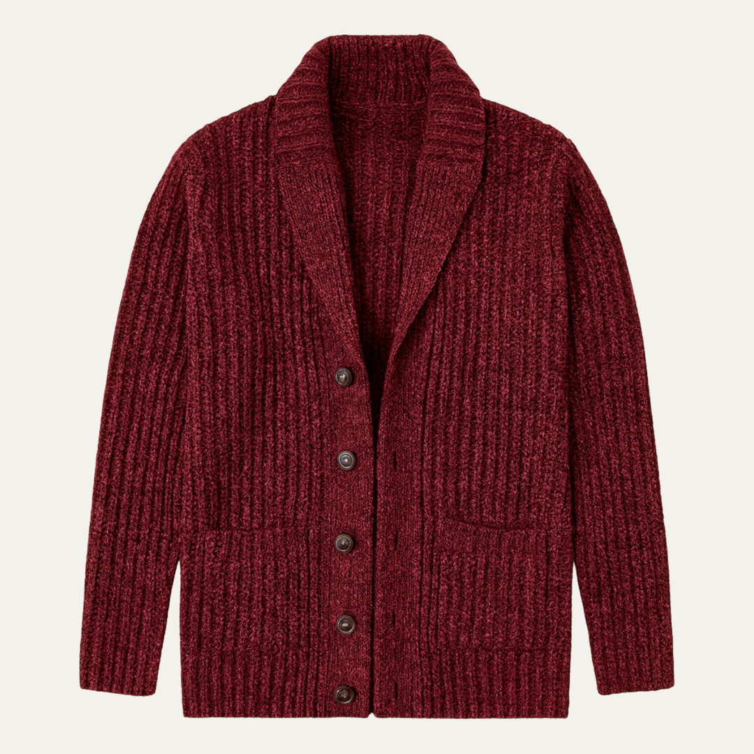 Adelbert | Klassische Strickjacke mit Schalkragen und Strukturmuster