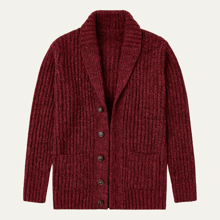 Adelbert | Klassische Strickjacke mit Schalkragen und Strukturmuster