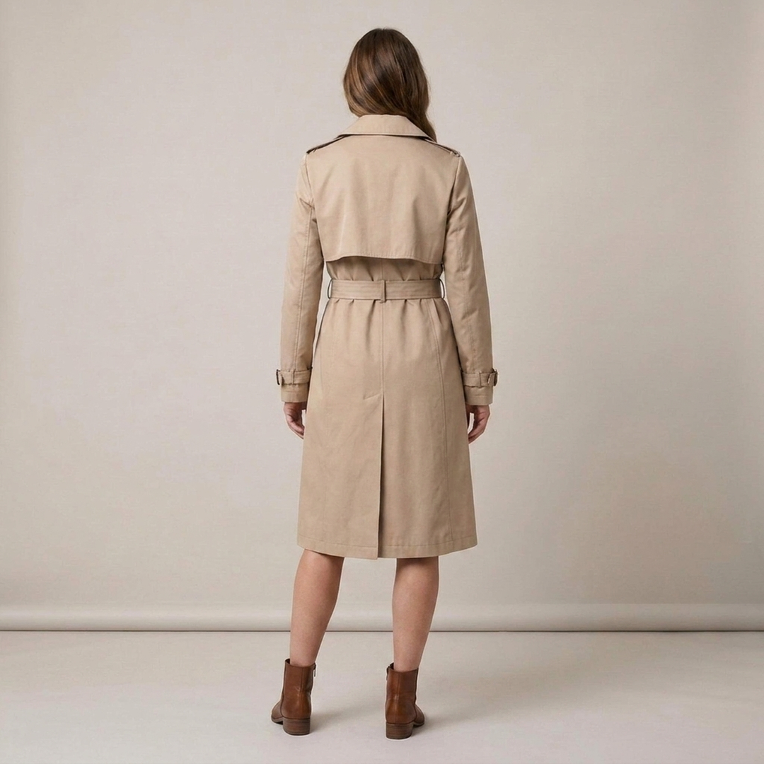 Dietlinde | Damenmantel mit Bindegürtel und Schulterriegeln Trenchcoat