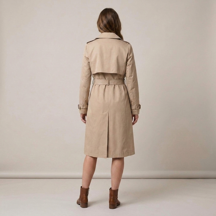 Dietlinde | Damenmantel mit Bindegürtel und Schulterriegeln Trenchcoat