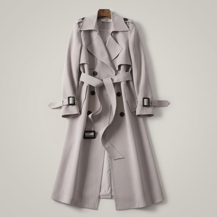 Angelika | Damen Zweireihiger Parka mit Gürtel