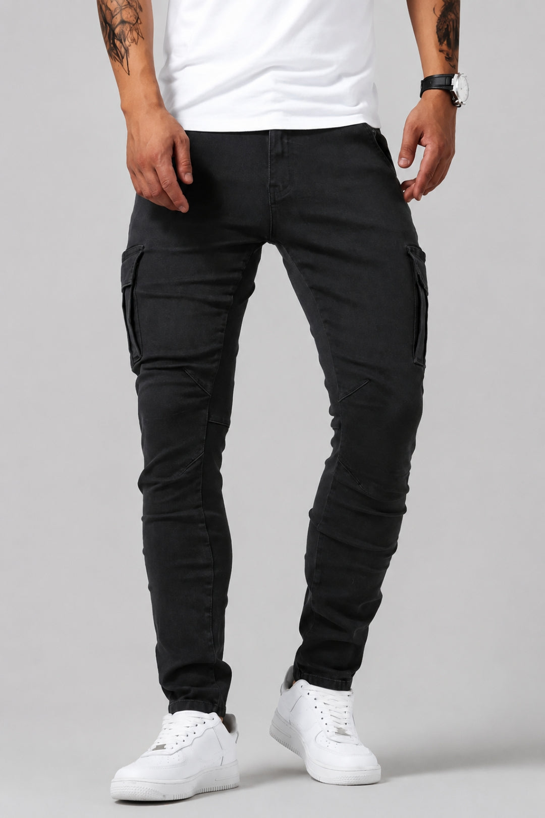 Herren-Cargo-Jeans | Schlanke Passform | Mehrere Taschen &amp; Stretch | Lässig
