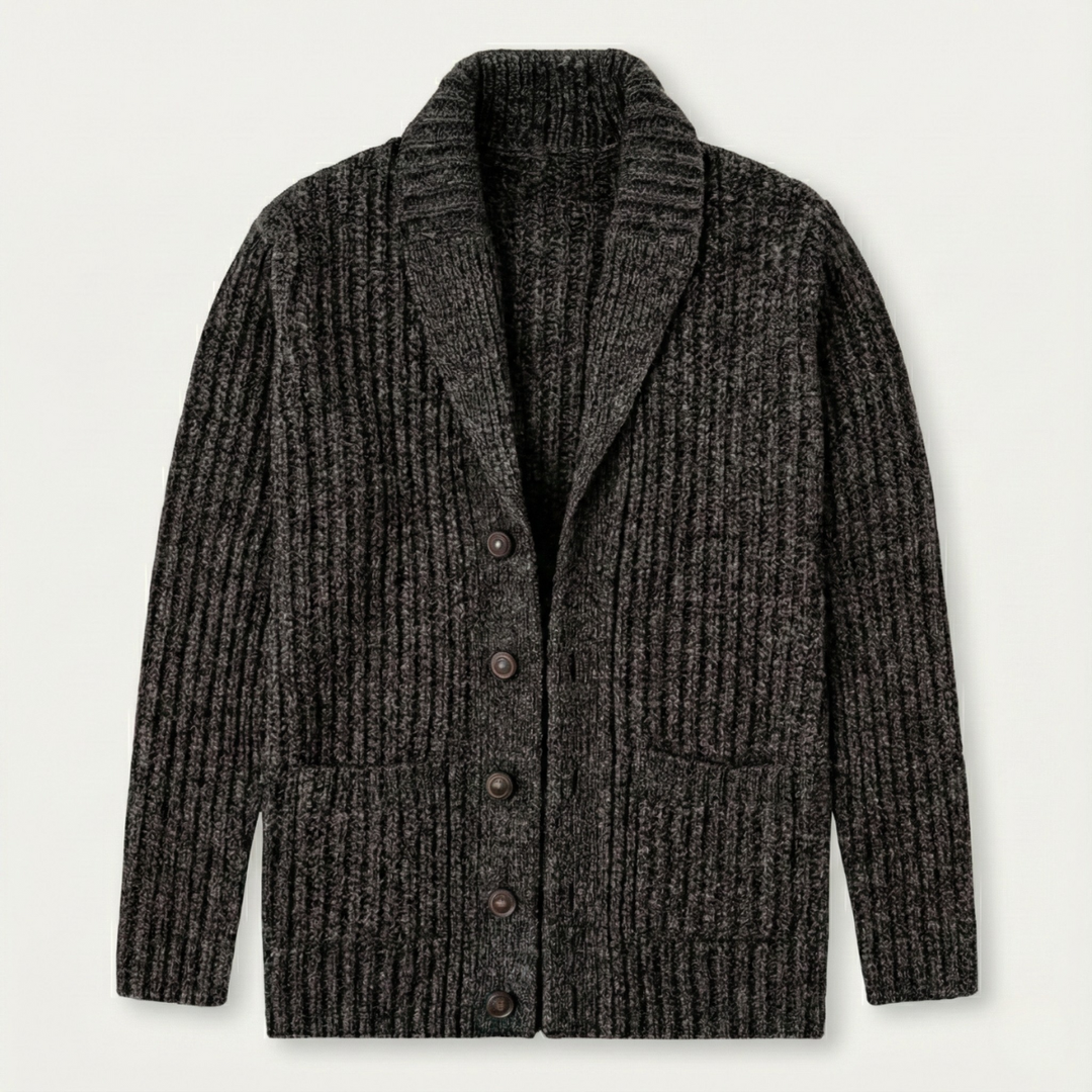Adelbert | Klassische Strickjacke mit Schalkragen und Strukturmuster