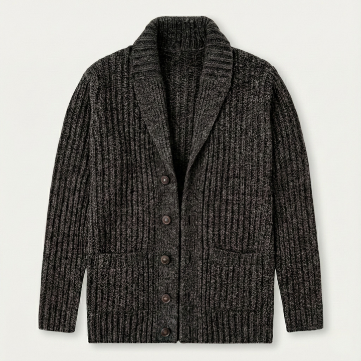 Adelbert | Klassische Strickjacke mit Schalkragen und Strukturmuster