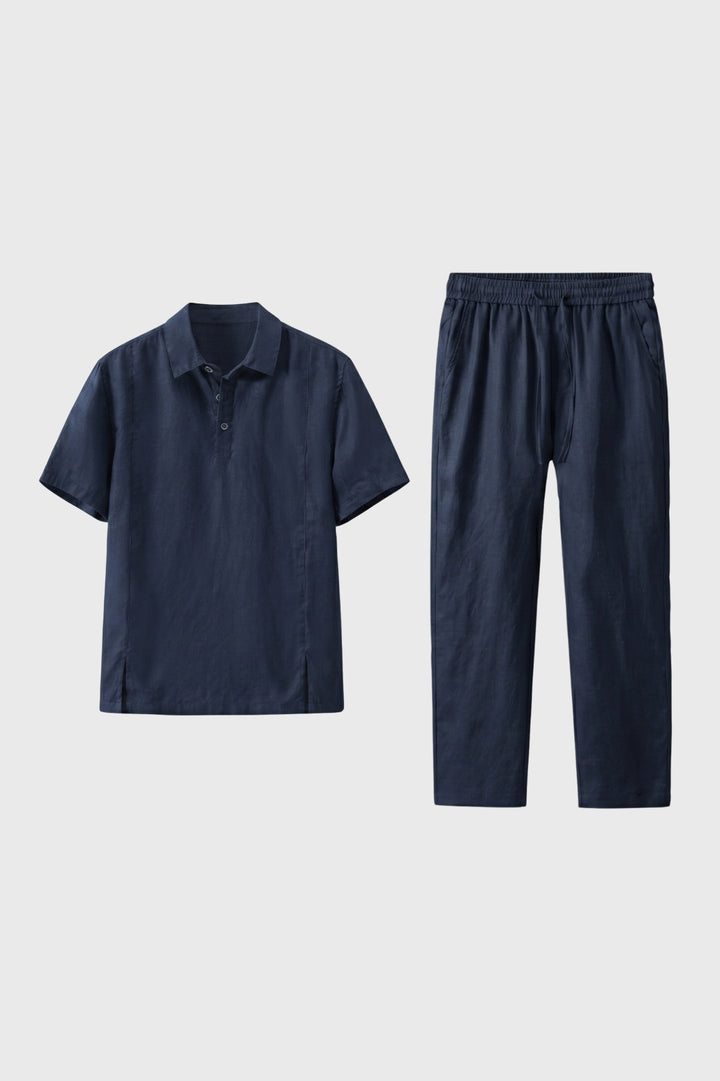 Herren-Set in gerader Passform | Kurzärmeliges Polohemd | Passende Hose | Lässig