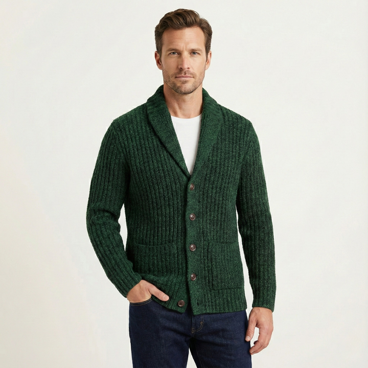 Adelbert | Klassische Strickjacke mit Schalkragen und Strukturmuster