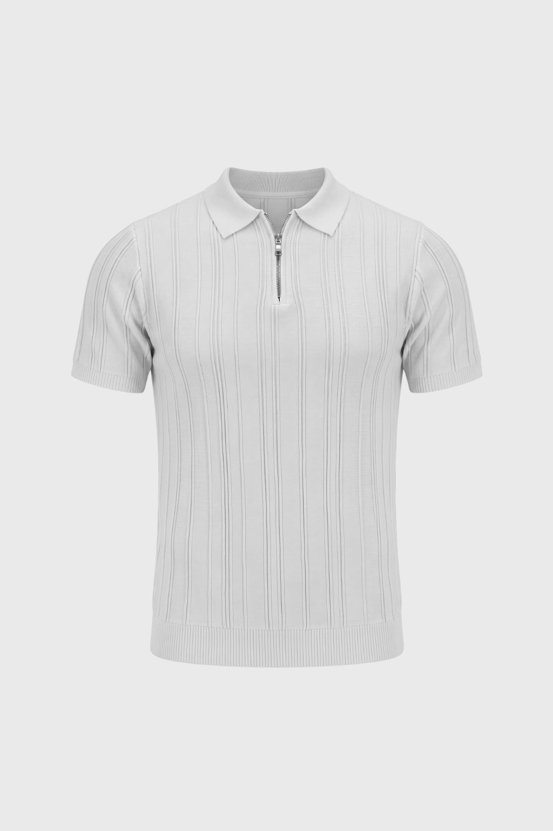 Elegantes Herren-Polo mit Reißverschluss | Kurze Ärmel, Rippstruktur und klassischer Kragen