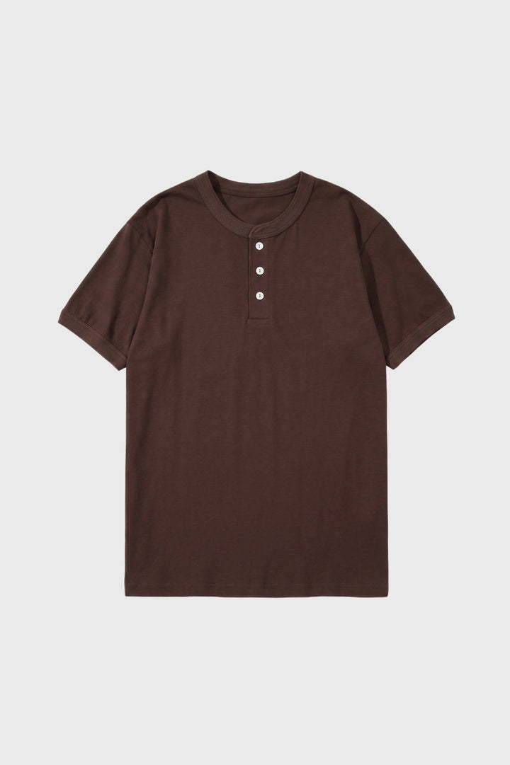 Herren-T-Shirt | Knopfleiste &amp; kurze Ärmel | Schwarz