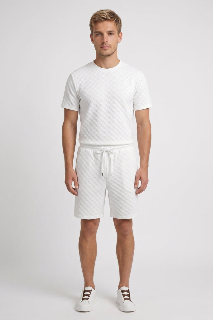 Lässiges Herren-Set | Kurzärmeliges T-Shirt | Passende Shorts | Reliefstruktur