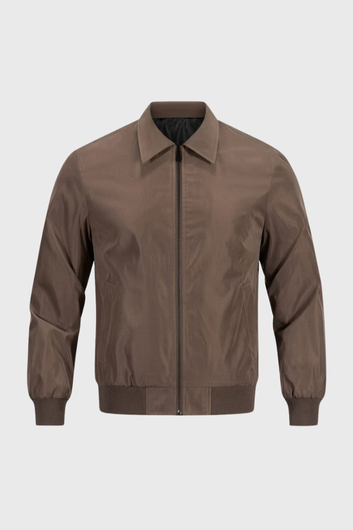 Herren Bomberjacke Taupe Braun | Lockere Passform | Reißverschluss | Übergangsjacke