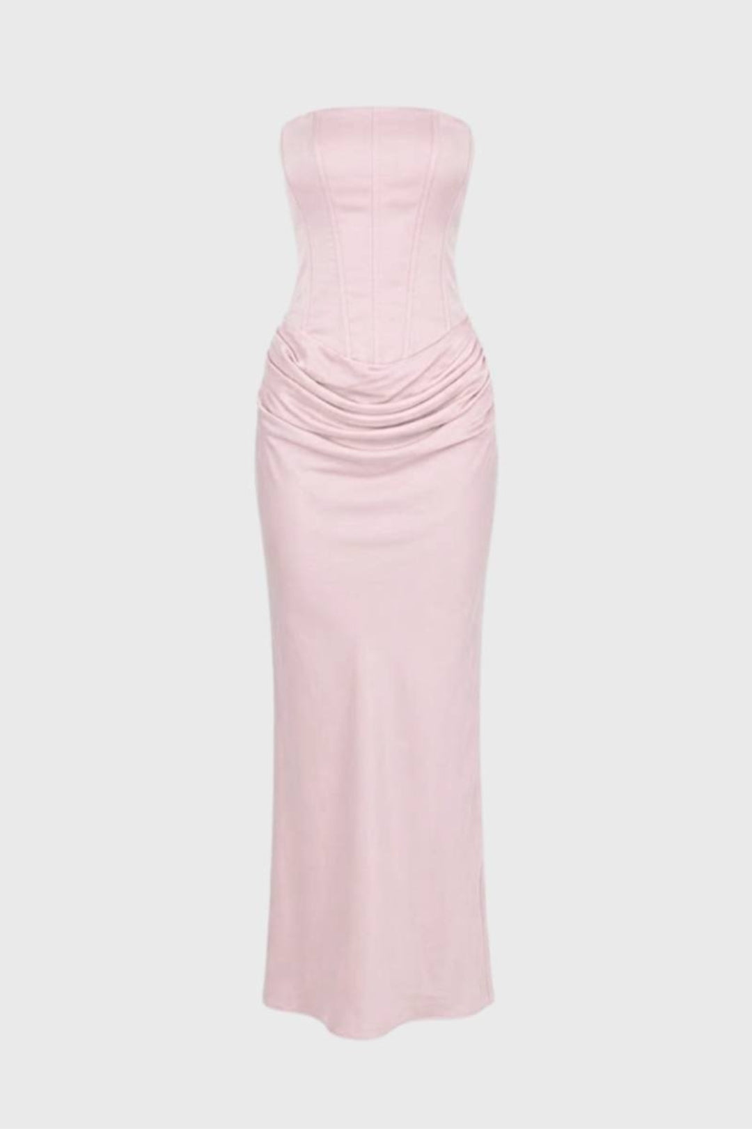 Langes Damenkleid| Drapierte Taille | Bandeau-Ausschnitt | Für Abendveranstaltungen