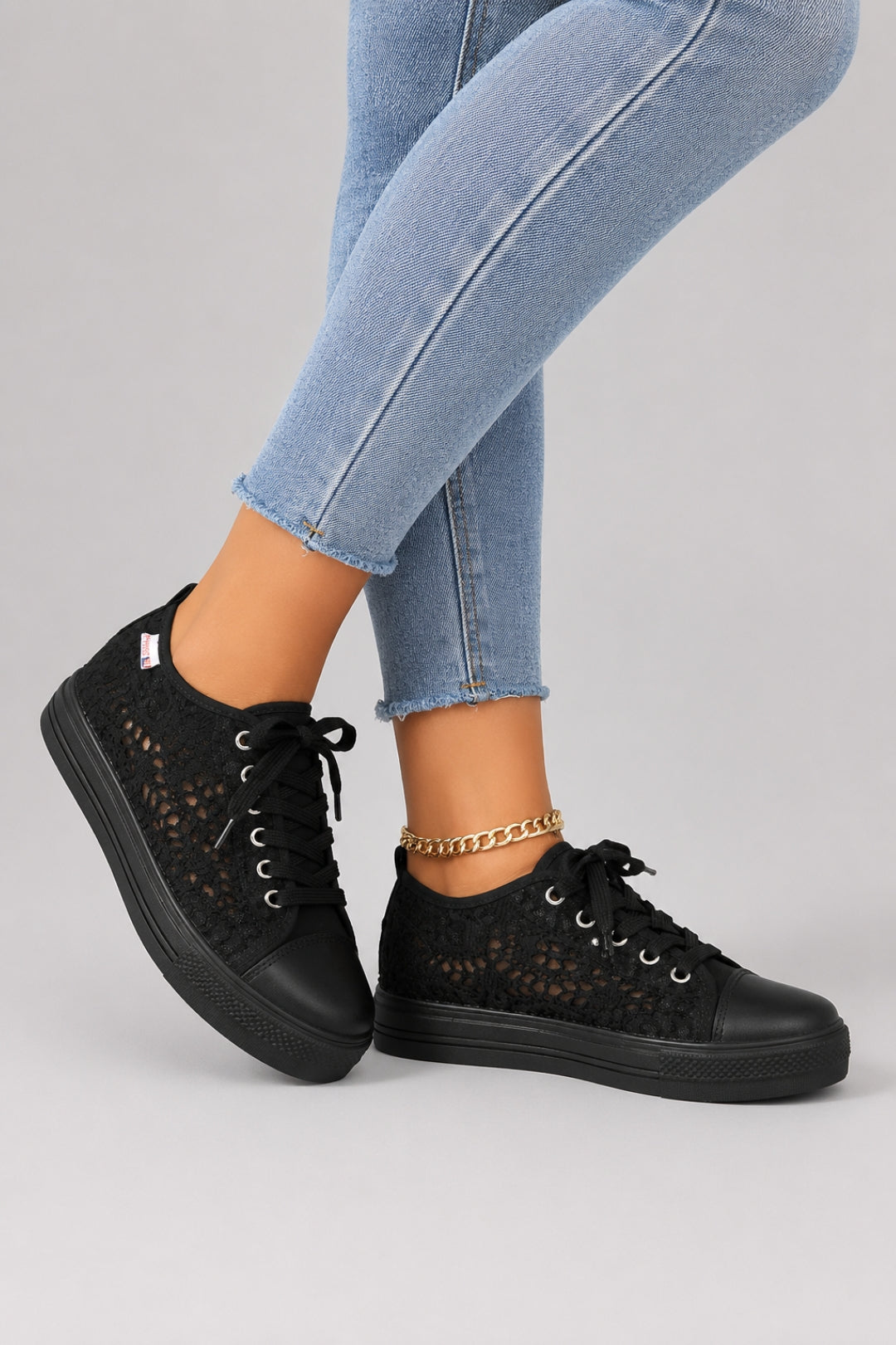 Damen-Sneaker mit bequemer Passform | Durchbrochenes Mesh, Schnürsenkel und Plateau-Sohle