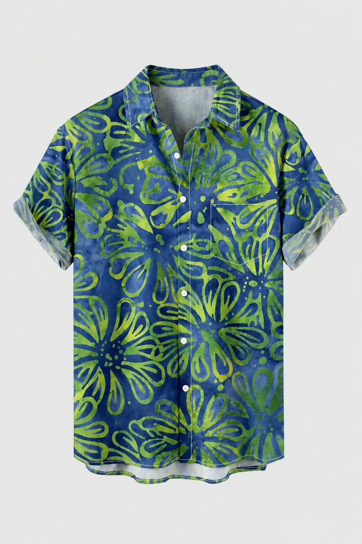 Herren Shirt | Kurze Ärmel | Tropischer Blumenprint | Sommer