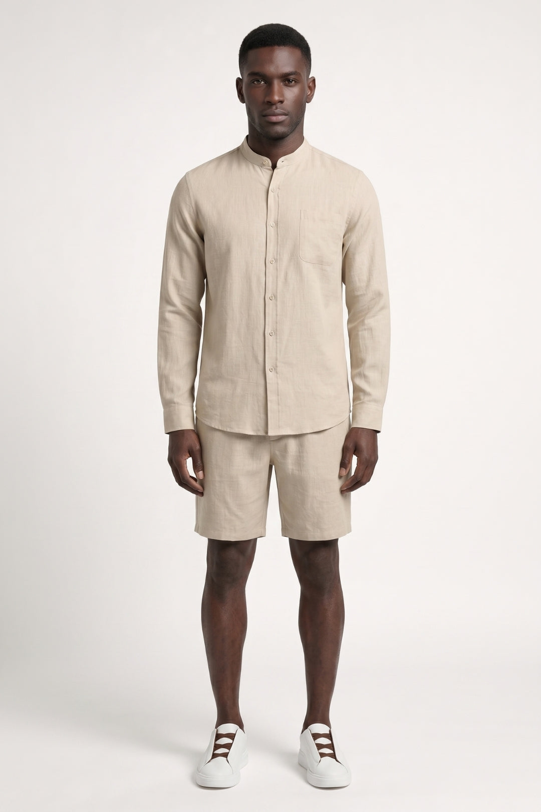 Elegantes, lässiges Herren-Set | Hemd mit Knopfleiste | Passende Shorts | Sommerlook