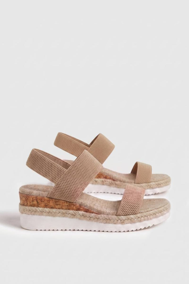 Damen-Sandalen | Keilabsatz &amp; dehnbare Riemen | Schwarz