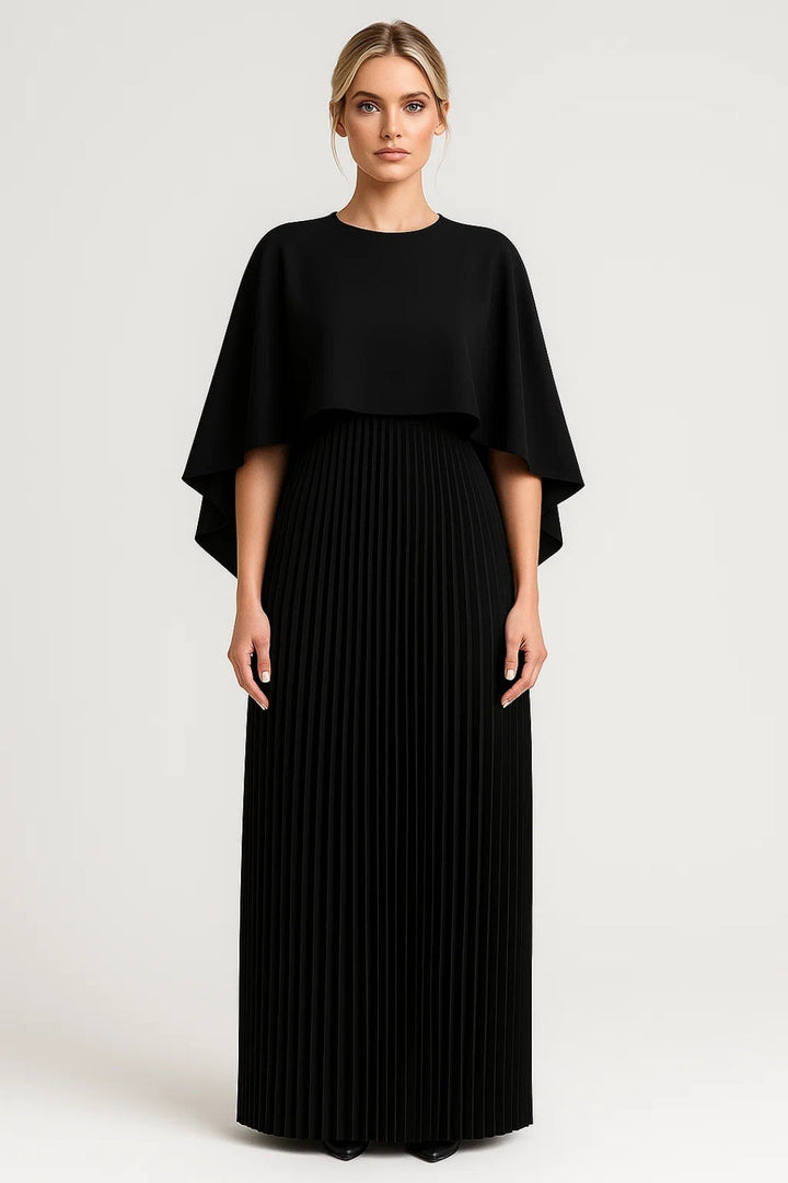 Langes Damen Set | Cape-Top | Plissierter Maxirock | Festlich Elegant