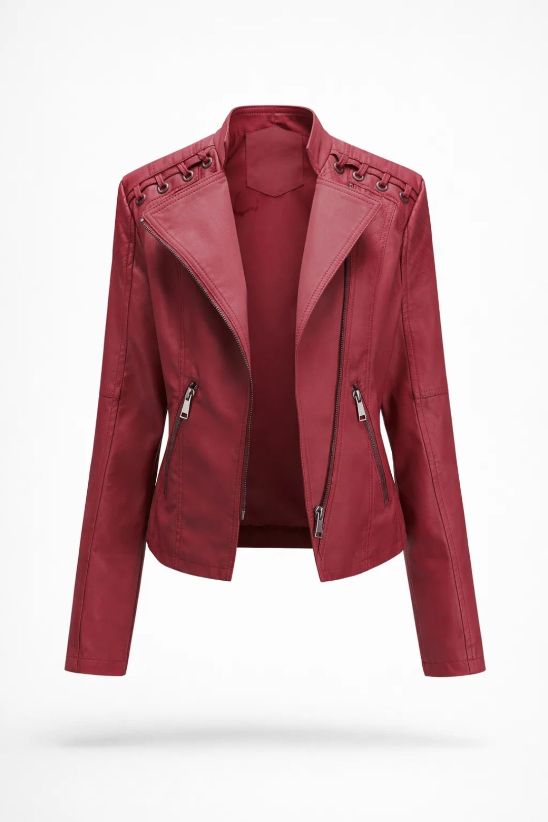 Damen Bikerjacke Bordeauxrot | Figurbetonte Passform | Reißverschluss | Lässig-Schick