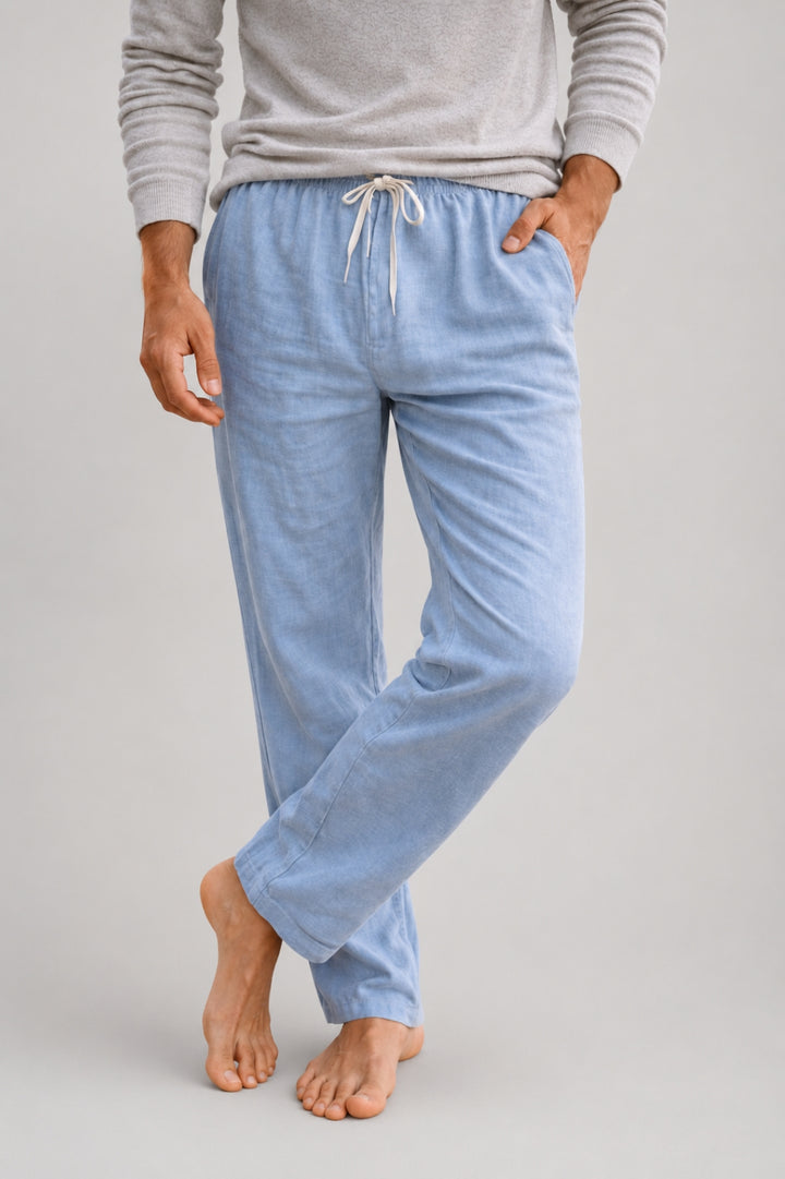 | Herrenhose im lässigen Schnitt | Kordelzug, Seitentaschen, Boho-Leinen-Style