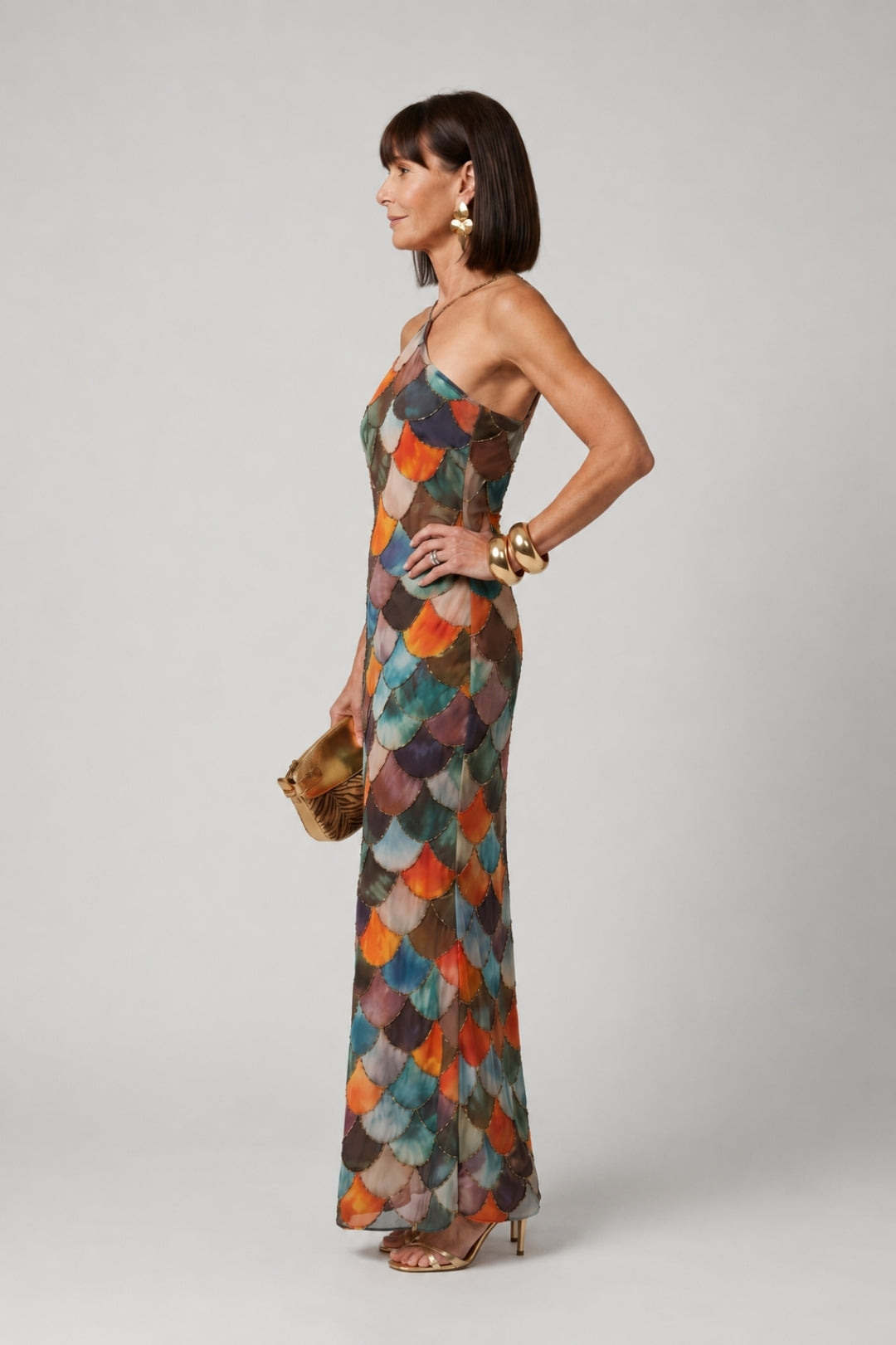Langes Kleid Damen Elegant – Rückenfrei mit Pailletten-Details