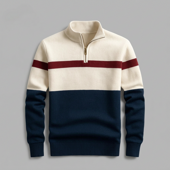 Barthold | Herren Colorblock Strickpullover mit Reißverschluss