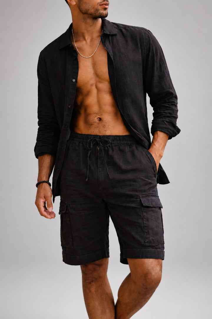 Lässige Herren-Shorts im lockeren Schnitt | Knielang, Cargo-Taschen, verstellbarer Kordelzug