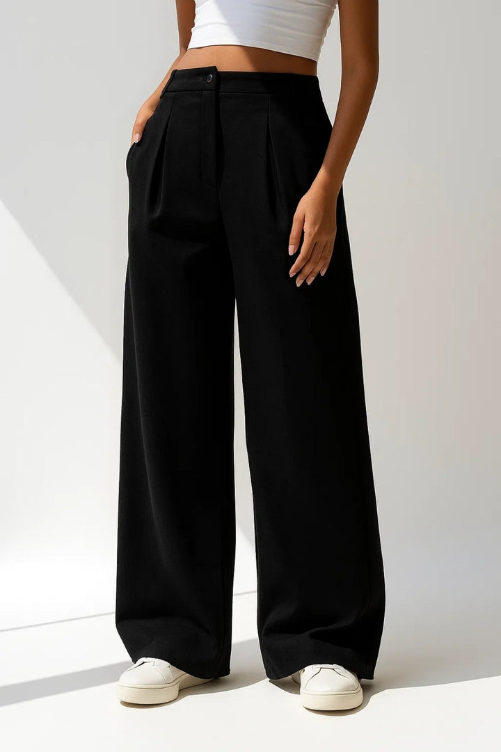 Damenhose | Hohe Taille &amp; weiter Schnitt | Rosé