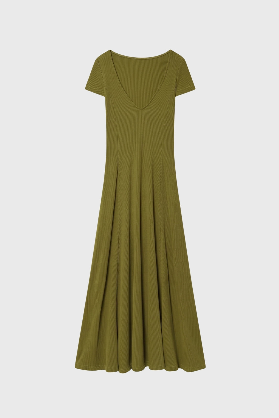 Vielseitiges Damenkleid | Midi-Länge, V-Ausschnitt und kurze Ärmel, ausgestellt geschnitten