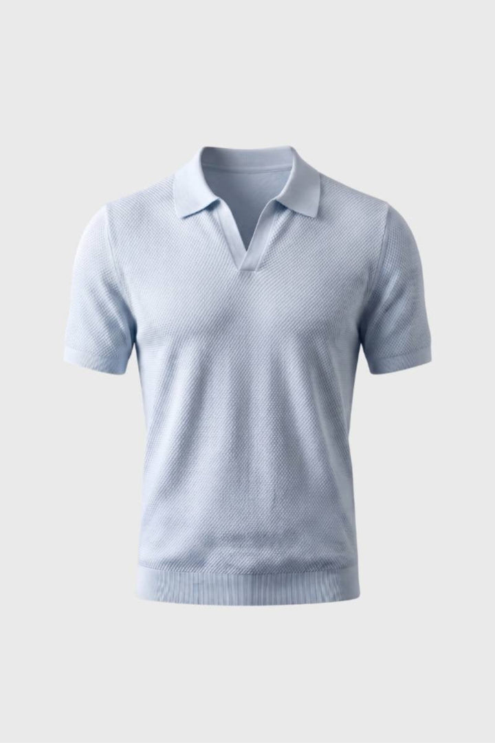 Herren-Polo | Strukturstrick &amp; klassischer Kragen | Himmelblau