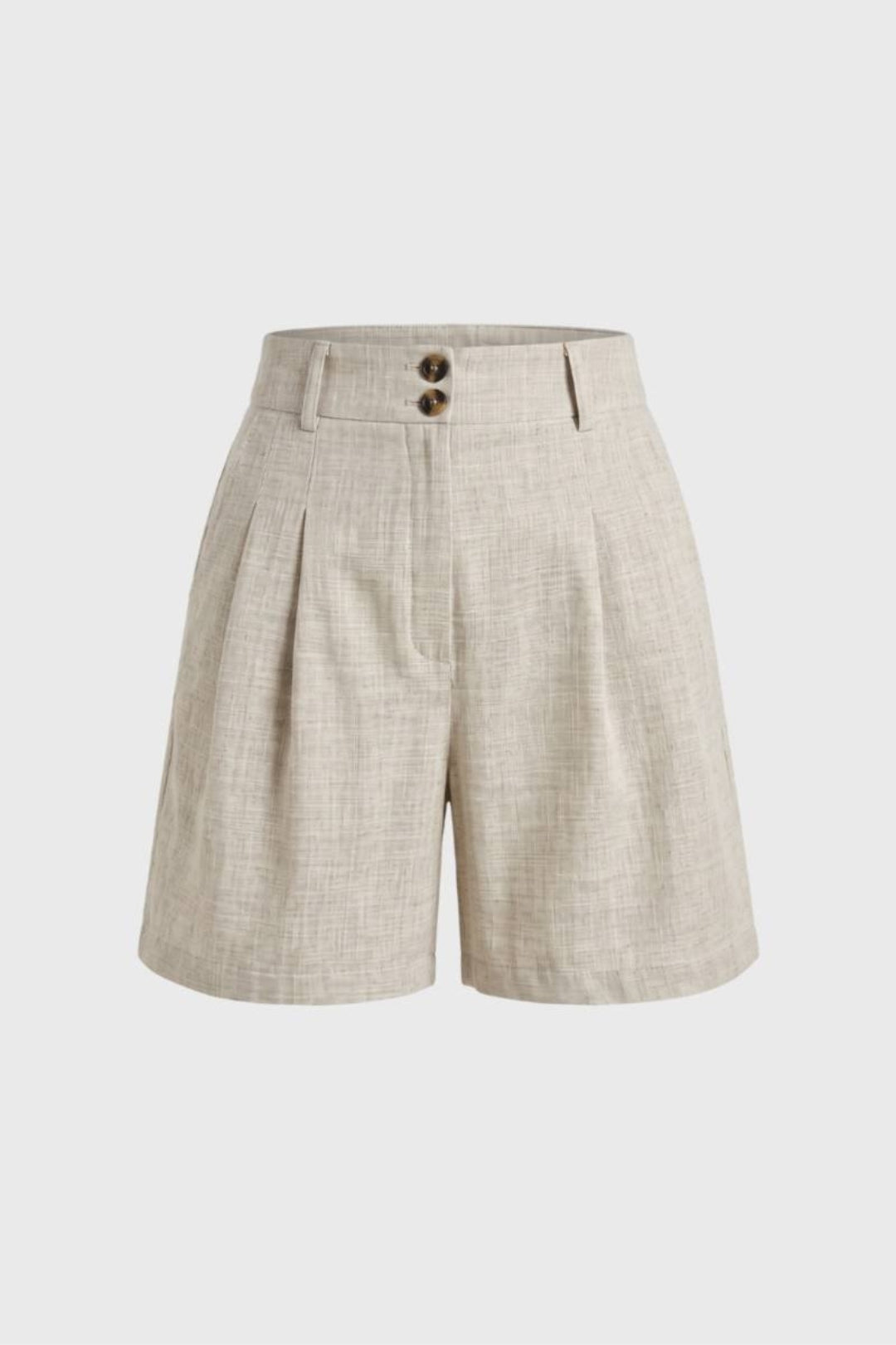 Damen-Shorts | Hohe Taille &amp; Falten | Sandbeige