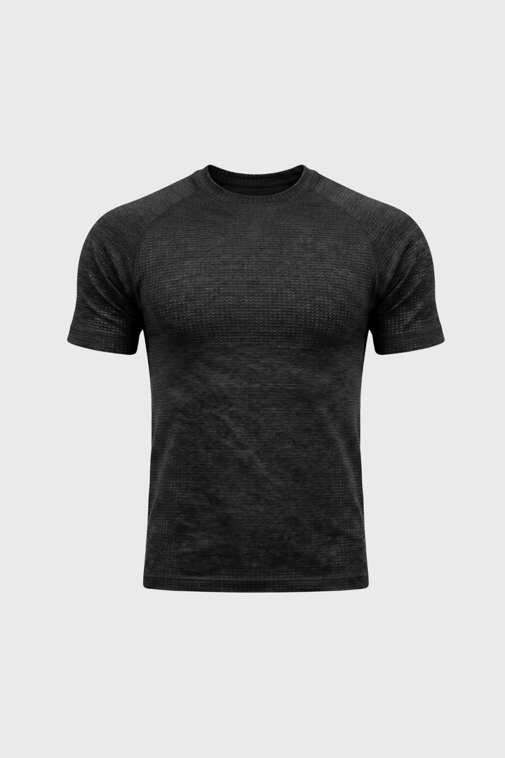 Herren-T-Shirt | Waffelstruktur &amp; Rundhalsausschnitt | Violett meliert