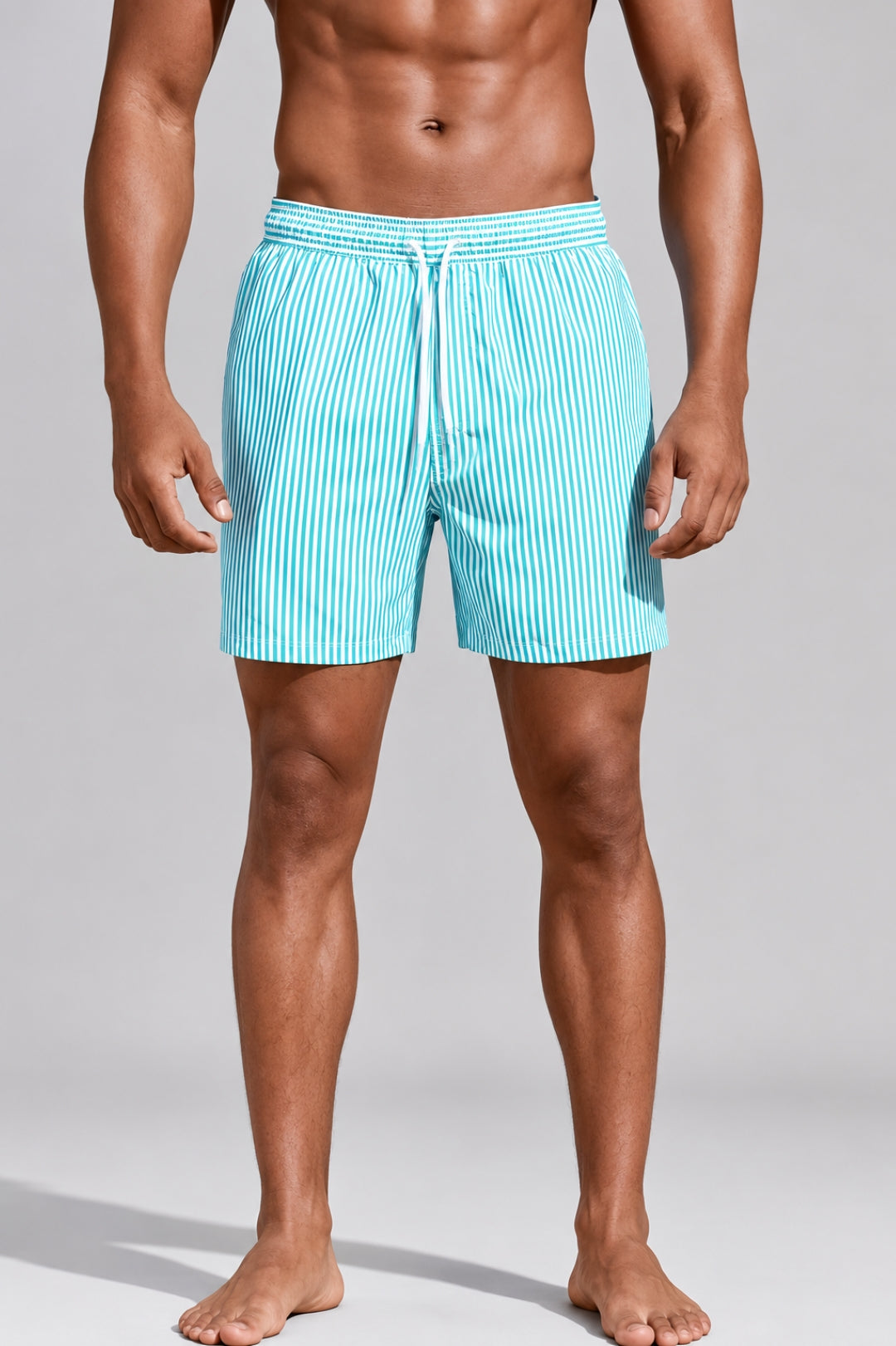 Badeshorts für Herren | Gestreiftes Design | Weicher Stoff &amp; elastischer Bund
