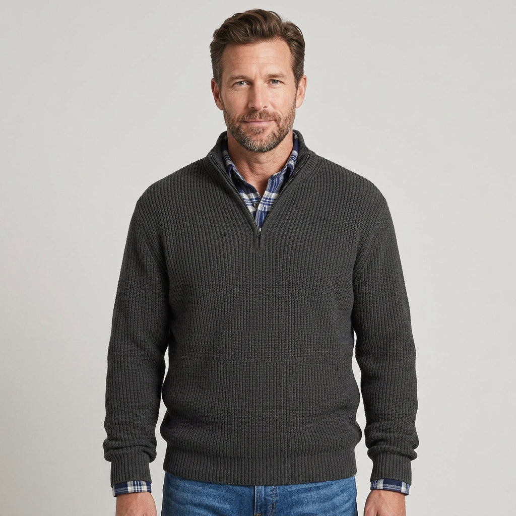 Baldur | Herren Rippstrickpullover mit Reißverschluss