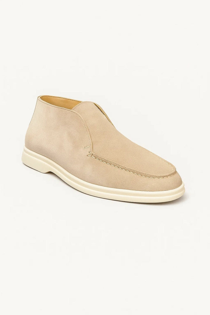 Herren-Loafers | Grauer Wildleder-Look &amp; weiße Sohle | Slip-On Komfort