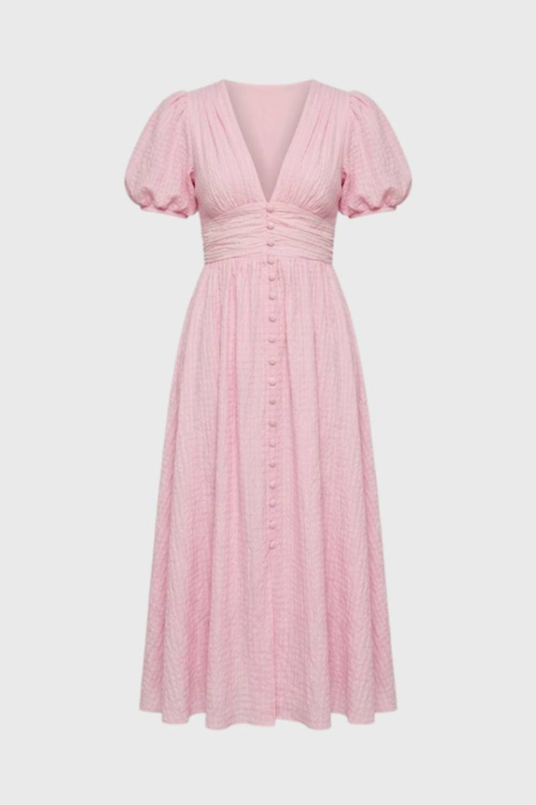 Sommer Midi-Kleid Damen | Betonte Taille | Puffärmel | Feminin &amp; Elegant