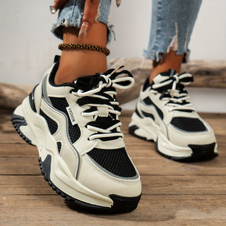 Stefanie | Damen Sportliche Schnürschuhe mit Plateausohle