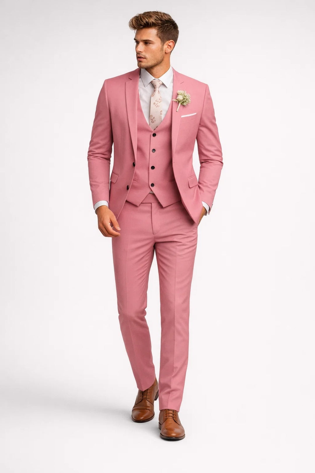 3-teiliger Herrenanzug Salbeigrün | Slim Fit | Mit Weste | Für Hochzeit &amp; Büro