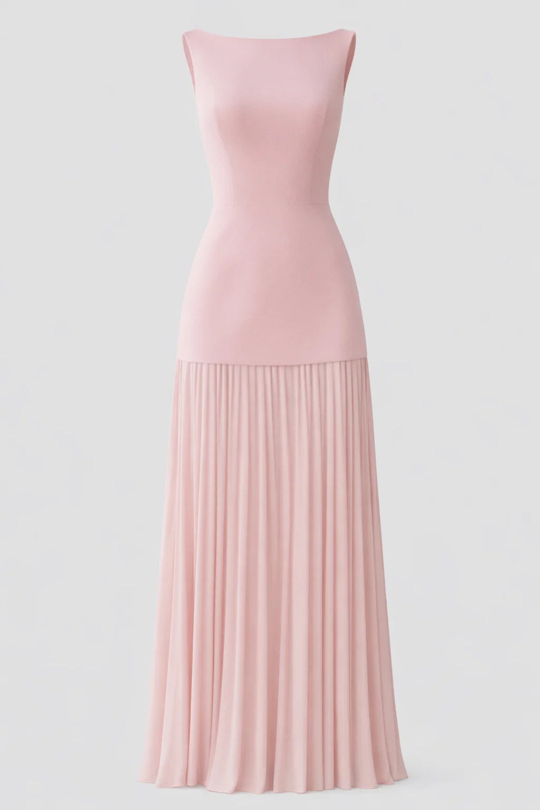 Langes Damen Abendkleid | Tailliertes Oberteil | Fließender Faltenrock | Festlich Elegant