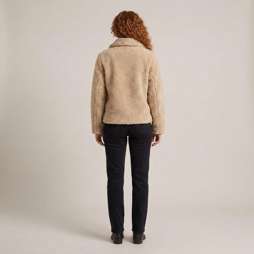 Arnhilde | Damenjacke mit Teddystruktur und Knebelverschlüssen Teddyjacke