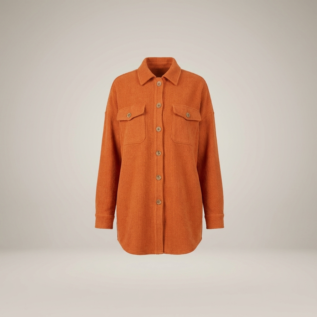 Burglind | Damen mit Knopfleiste und Brusttaschen Hemdblusenjacke