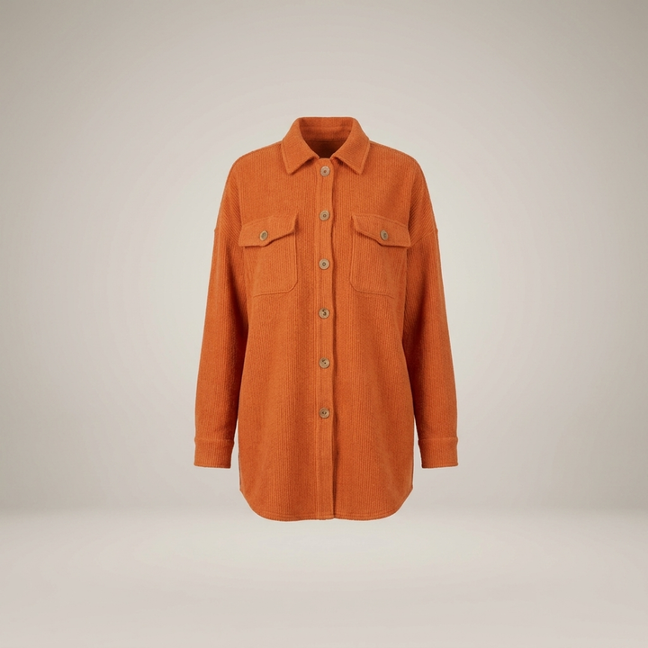 Burglind | Damen mit Knopfleiste und Brusttaschen Hemdblusenjacke