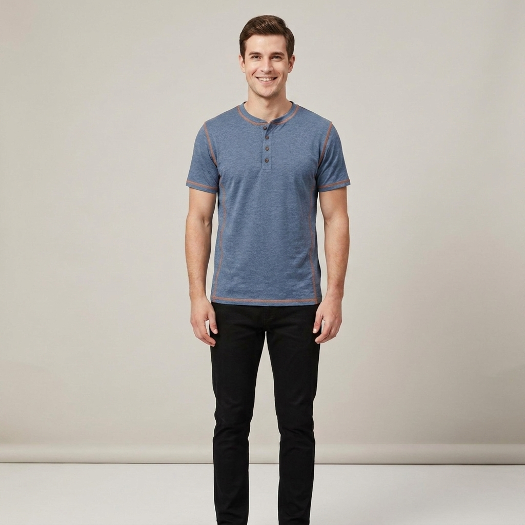 Michael | Herren Kurzarmshirt mit Knopfleiste Henleyshirt