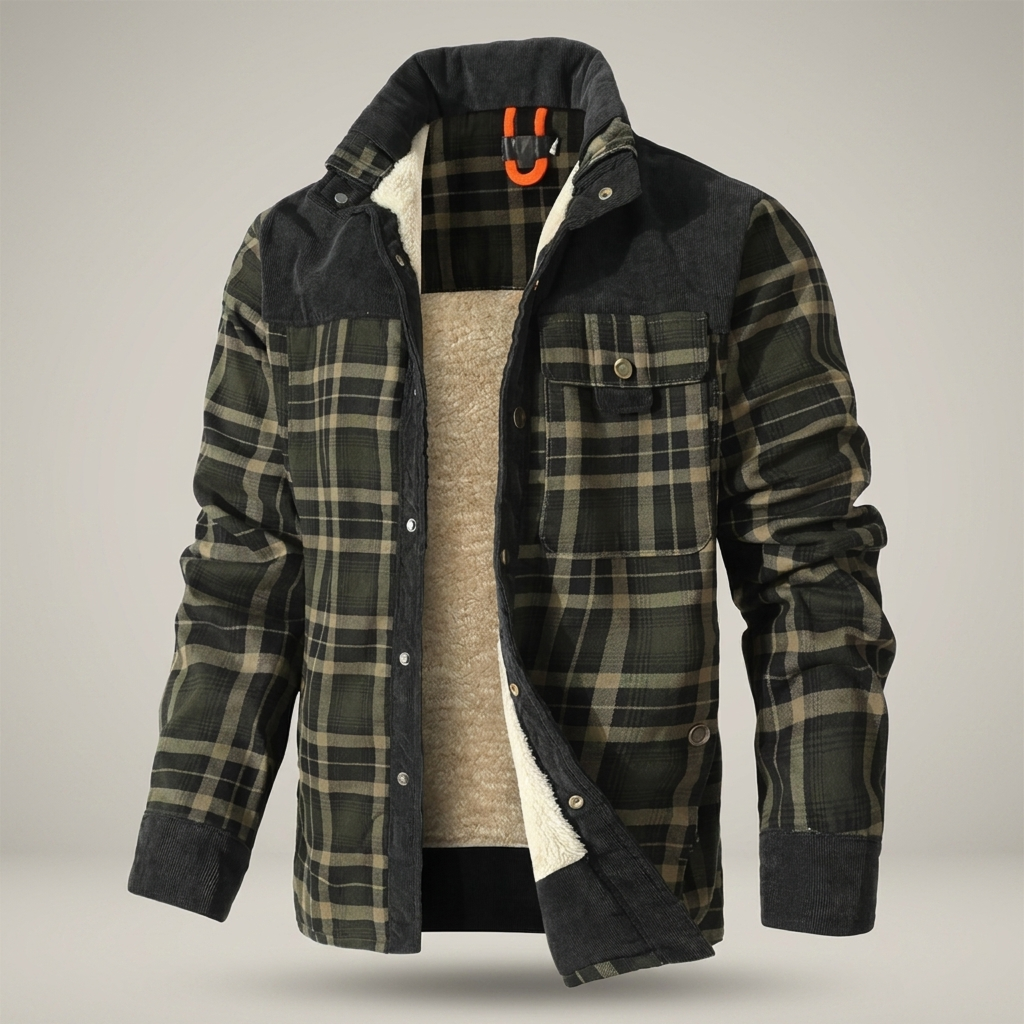 Zacharias | Herrenjacke Kariert mit Teddyfutter Hemdjacke