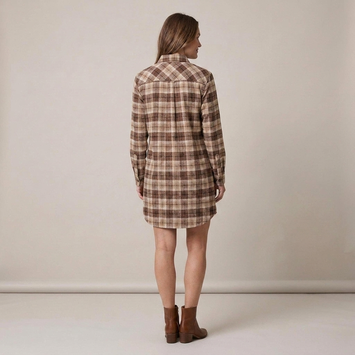 Heidrun | Damen Kariertes Hemdblusenkleid
