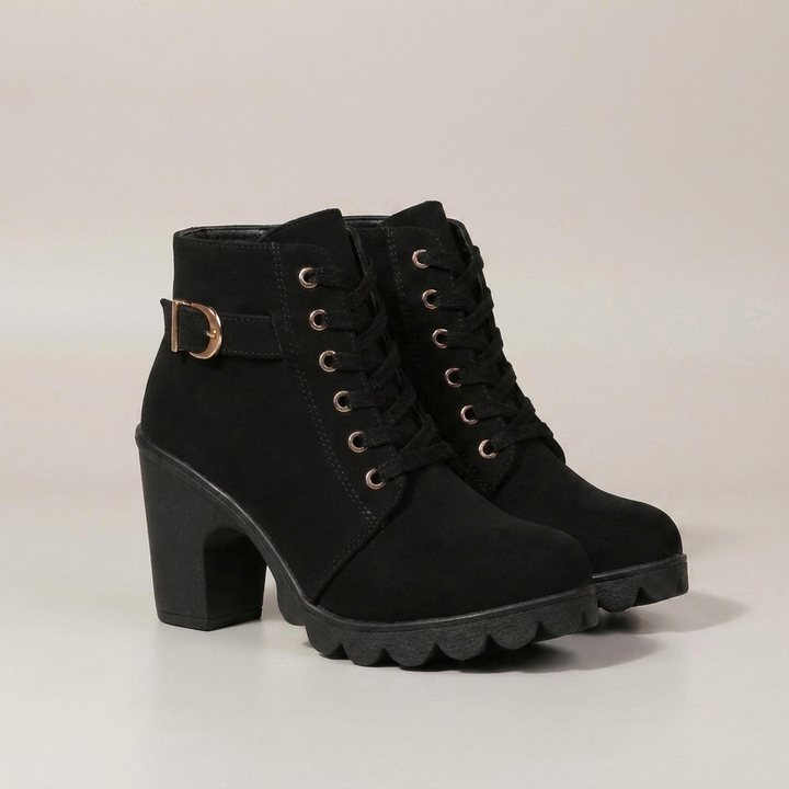 Verena | Damen Schnürstiefeletten mit Schnalle Profilsohle