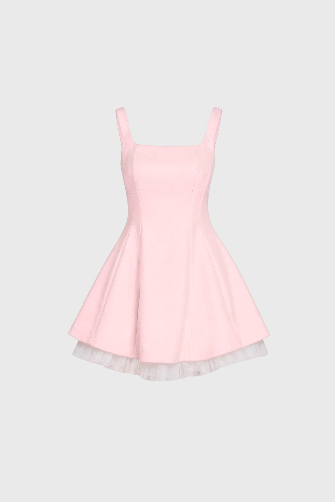 Kurz geschnittenes, ausgestelltes Kleid für Damen | V-Ausschnitt, breite Träger und romantisches Kontrastdetail