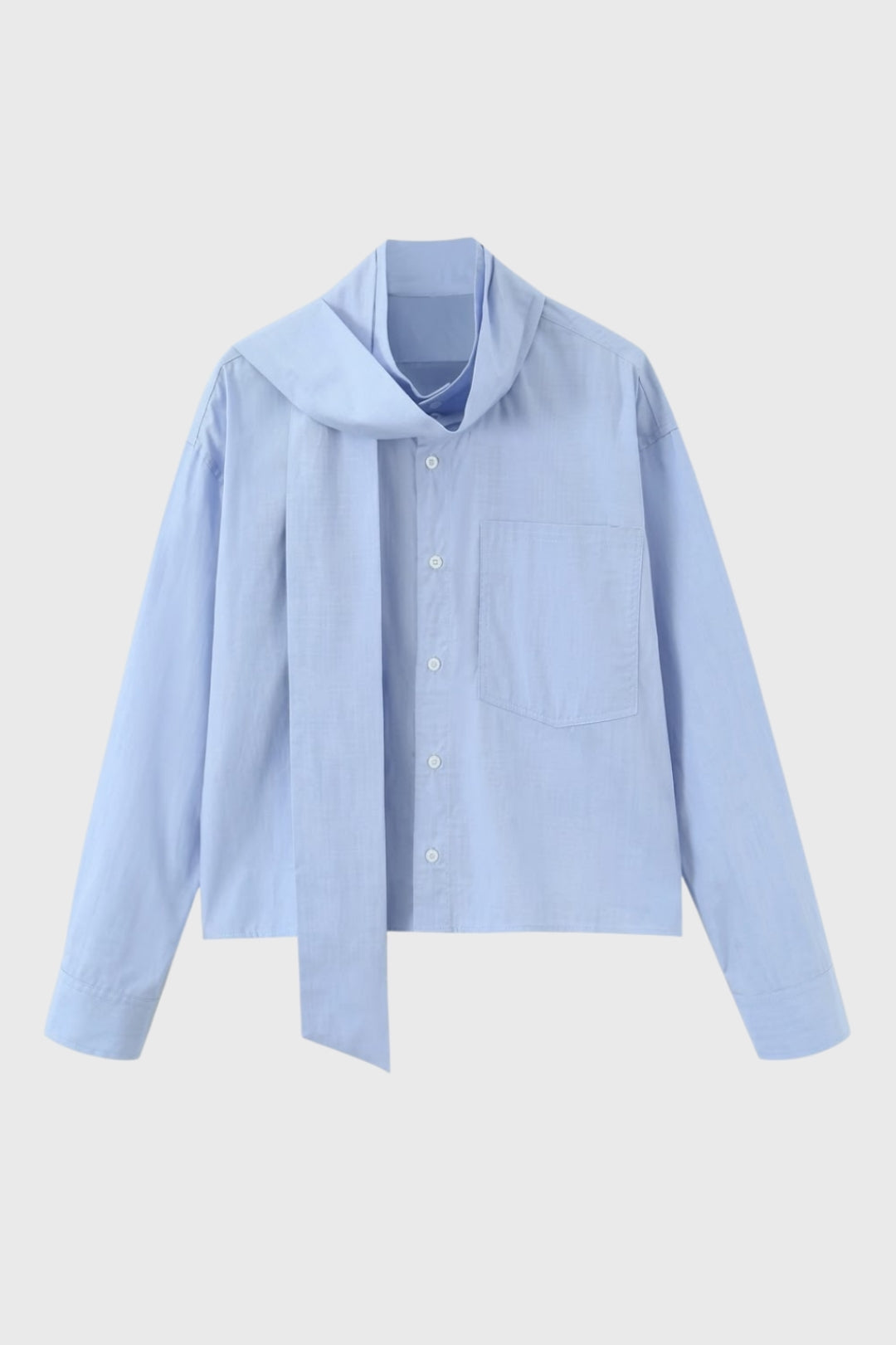 Damenbluse Himmelblau | Langarm | Lavallière-Kragen | Chic für Büro &amp; Abend