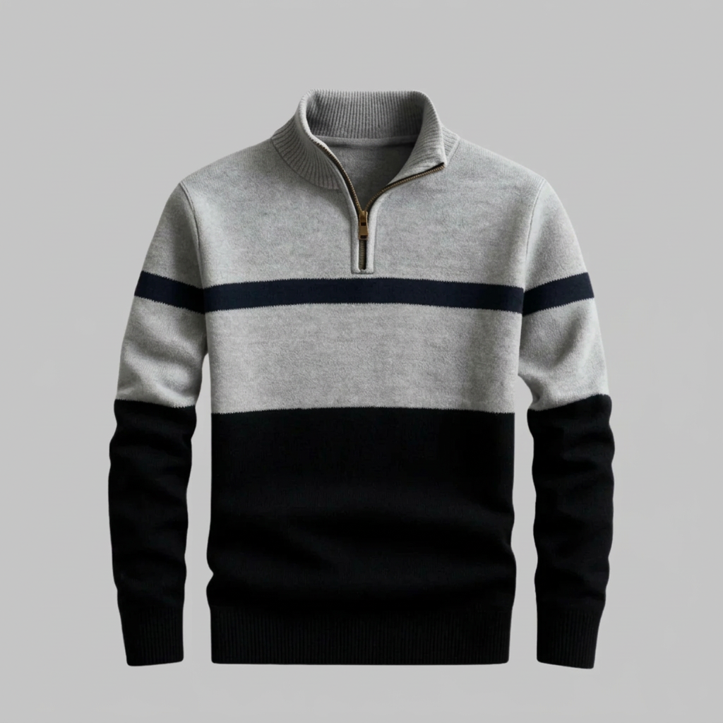 Barthold | Herren Colorblock Strickpullover mit Reißverschluss